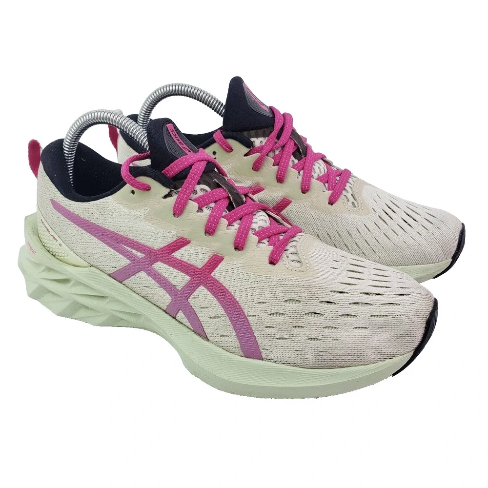 Asics Novablast 2 Womens Sz 8.5 Birch Pink Rave Cushioning Running Sneaker Shoes